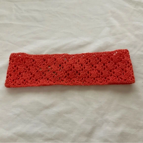 Lucky Brand Orange Crochet Button Headband - Picture 5 of 9